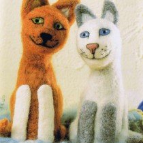 Кошки из войлока. Фильцевание